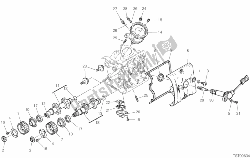 Todas las partes para Sistema De Sincronización De Cabezal Horizontal de Ducati Hypermotard 950 2019